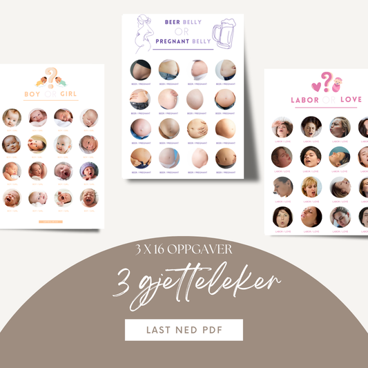 Babyshower E-kort - 3 Gjetteleker