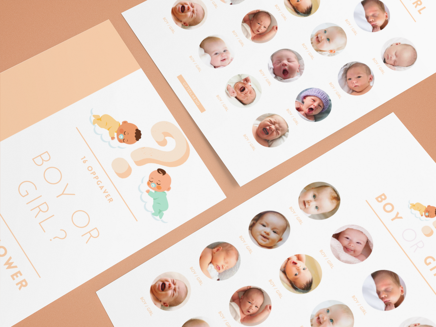 Babyshower E-kort - 3 Gjetteleker