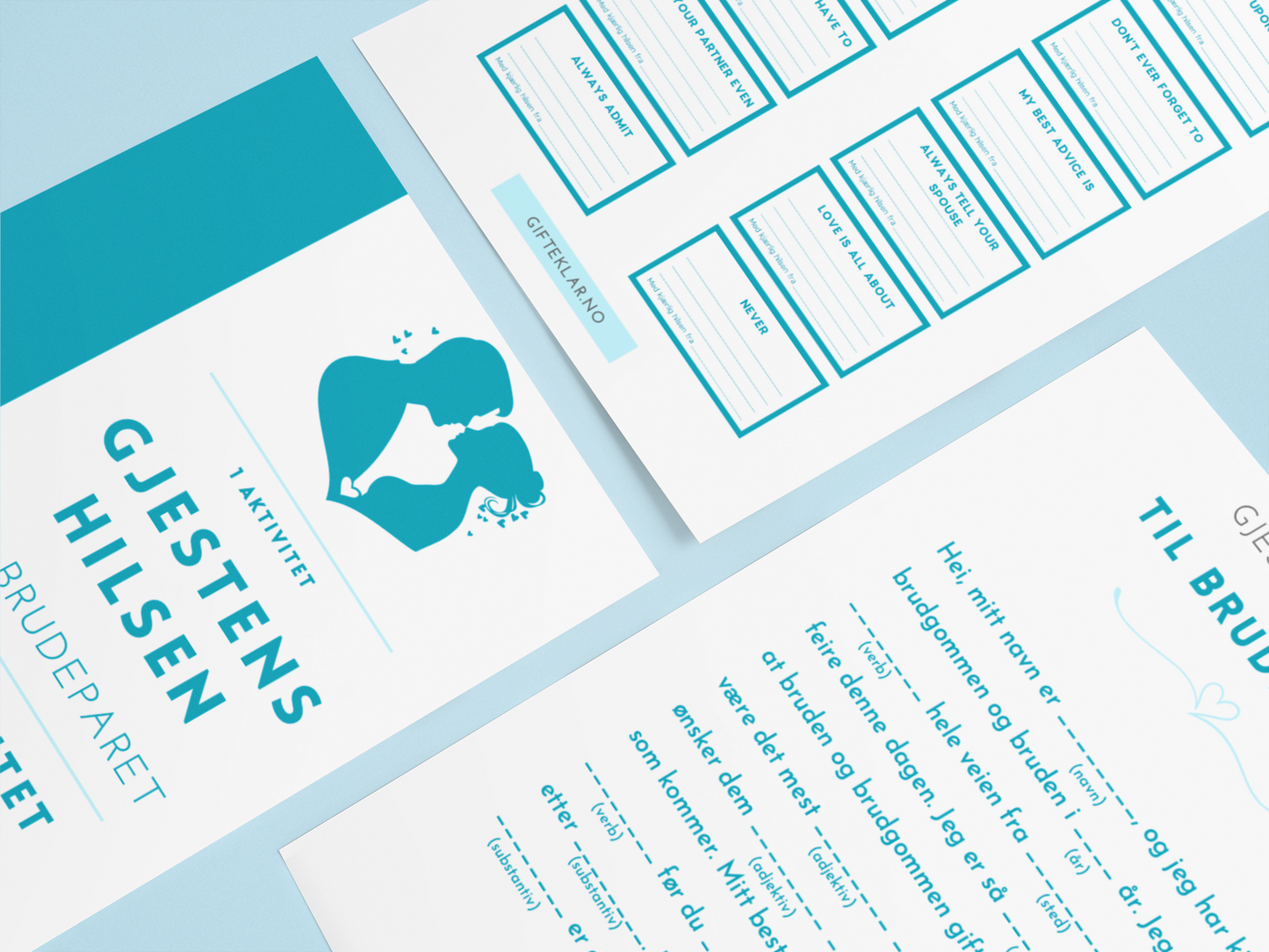 Bryllupsleker E-kort - "Gjestens hilsen og råd"