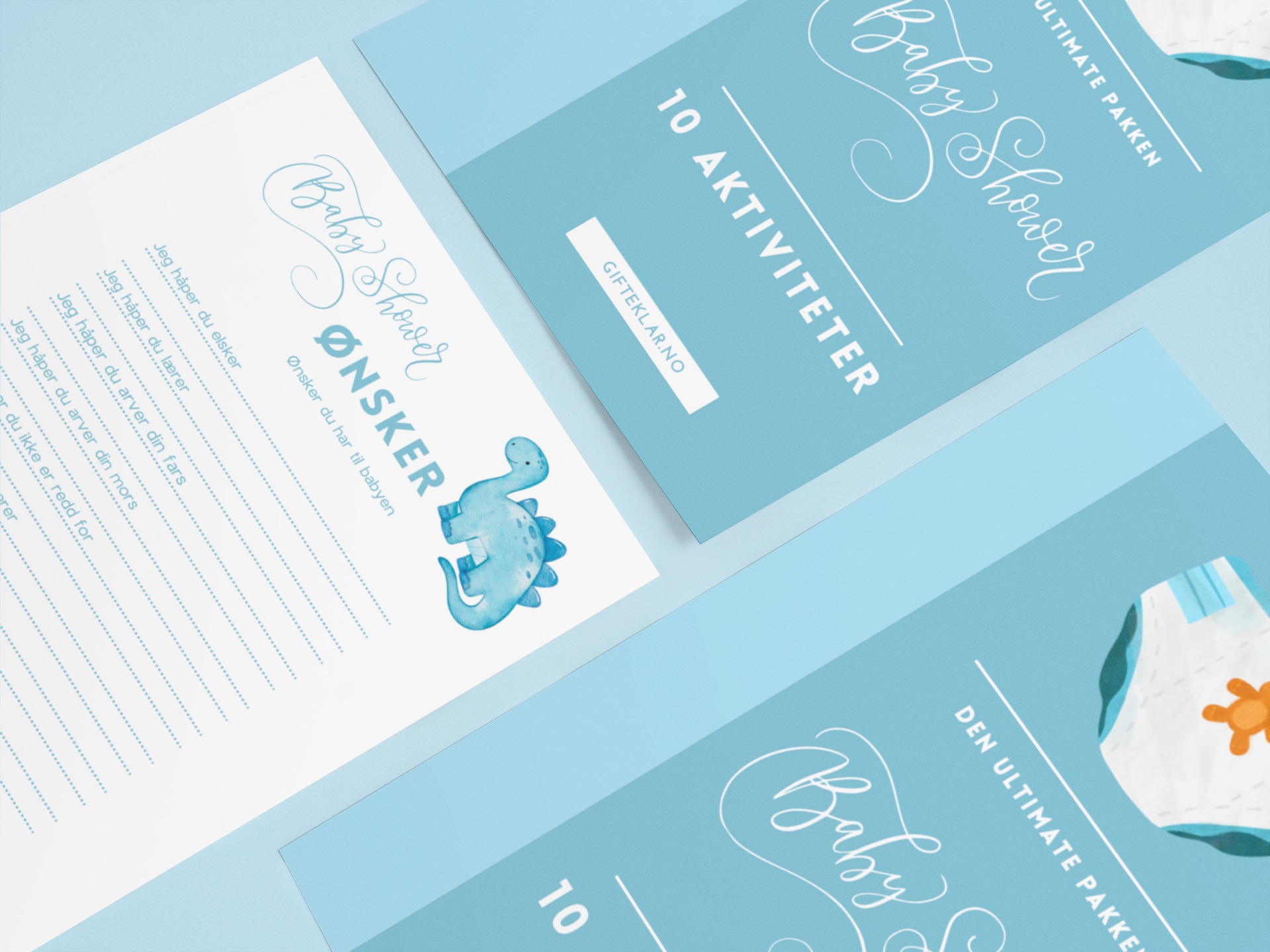 Babyshower E-kort - 10 Leker til Babyshower - Blå