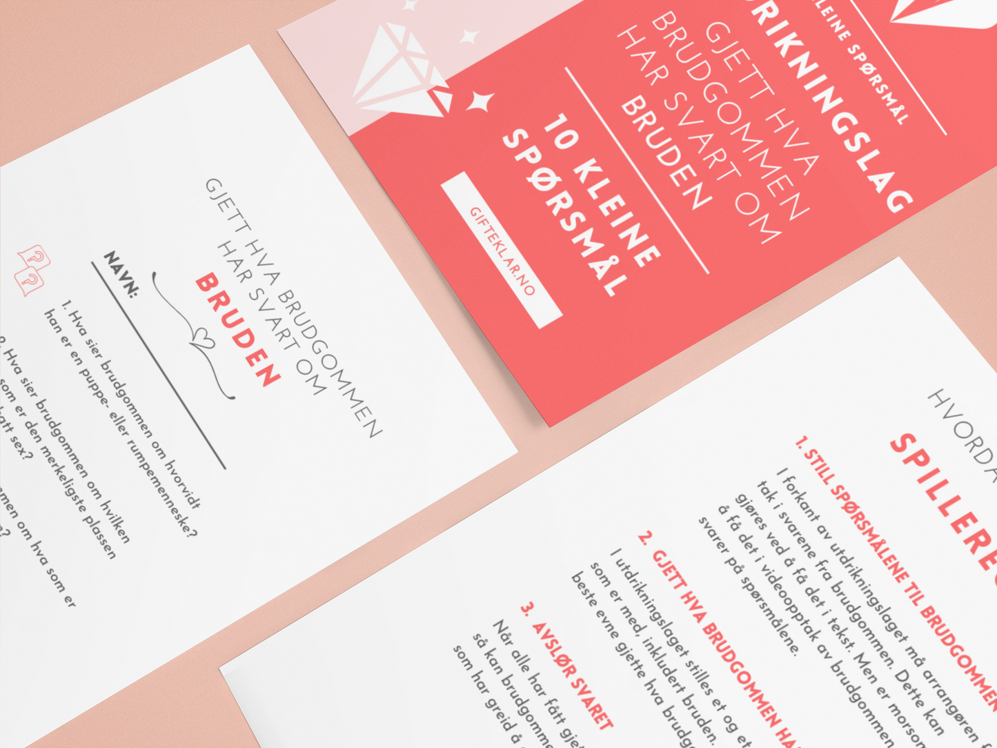 Utdrikningslag E-kort - "Gjett hva brudgommen har svart" - 10 kleine spørsmål