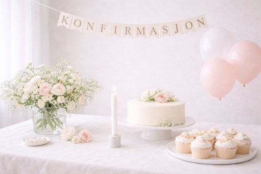 Pyntet bord til konfirmasjon