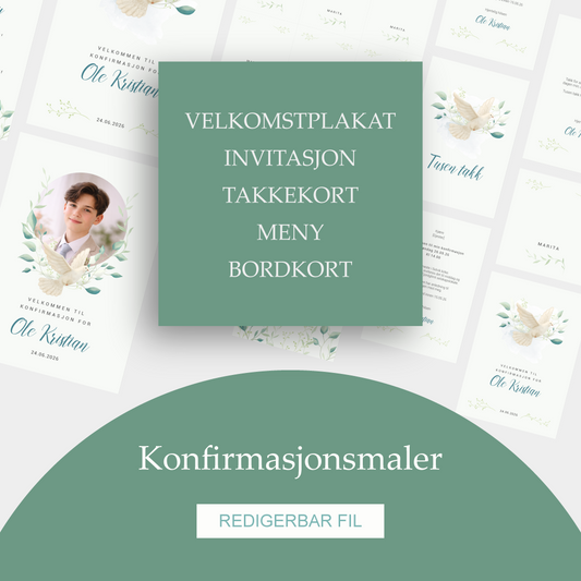 Konfirmasjonsmal - Komplett temapakke - Fredsdue