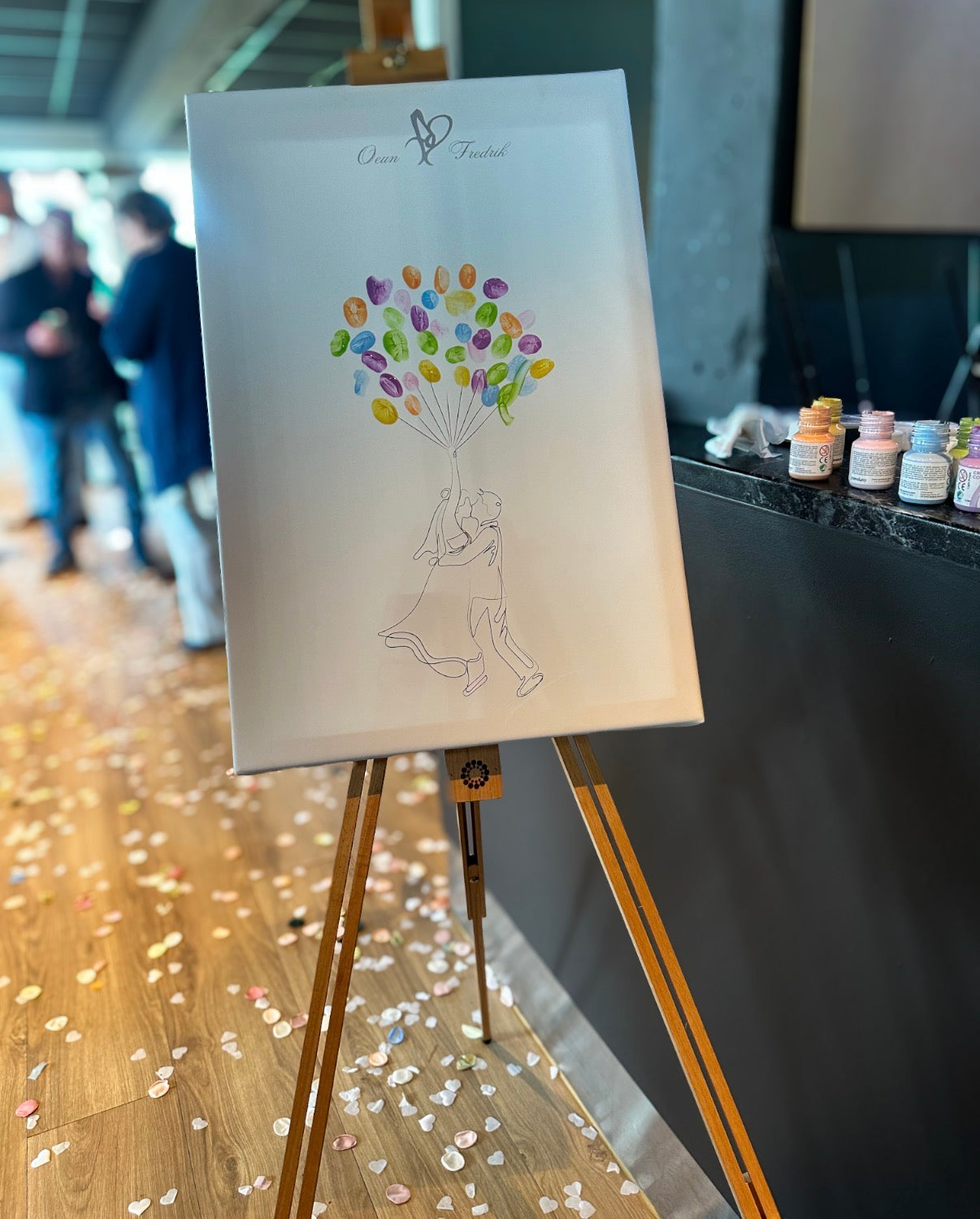 Bryllup Skilt m/ Fingeravtrykk fra Gjestene