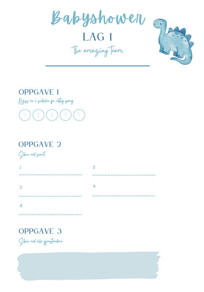 Babyshower Battle – 3 Aktiviteter - Blå